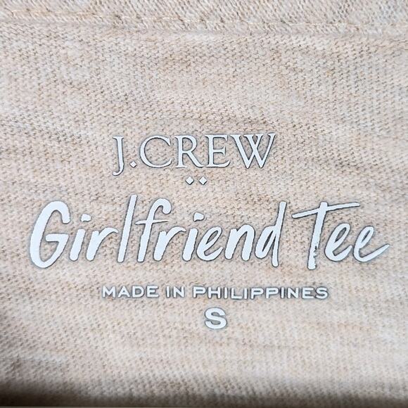 J.Crew Small Beige Long Sleeve Girlfriend Tee Women’s 100% Cotton Basic Top - Picture 2 of 4
